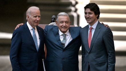 El presidente de los Estados Unidos, Joe Biden; Presidente de México, Andrés Manuel López Obrador; Primer Ministro de Canada, Justin Trudeau.
